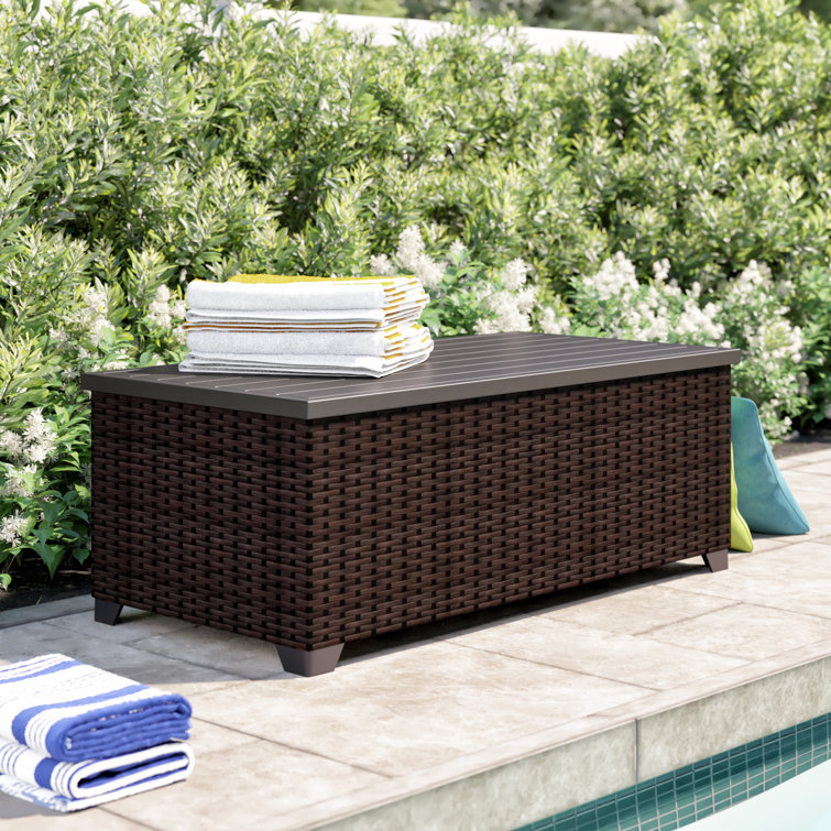 Sol 72 Outdoor™ Tegan 25 Gallons Gallon Water Resistant Wicker Deck Box in Espresso & Reviews